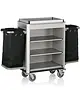 WAS Germany Huishoudwagen | ISABELLA | Aluminium/Hout | 3 Niveaus | Incl. Waszakken | Wielen (Geremd) | 1550x550x1160(h)mm 