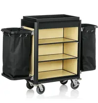 WAS Germany Huishoudwagen | ISABELLA | Aluminium/Hout | 4 Niveaus | Incl. Waszakken | Wielen (Geremd) | 1550x550x1160(h)mm 