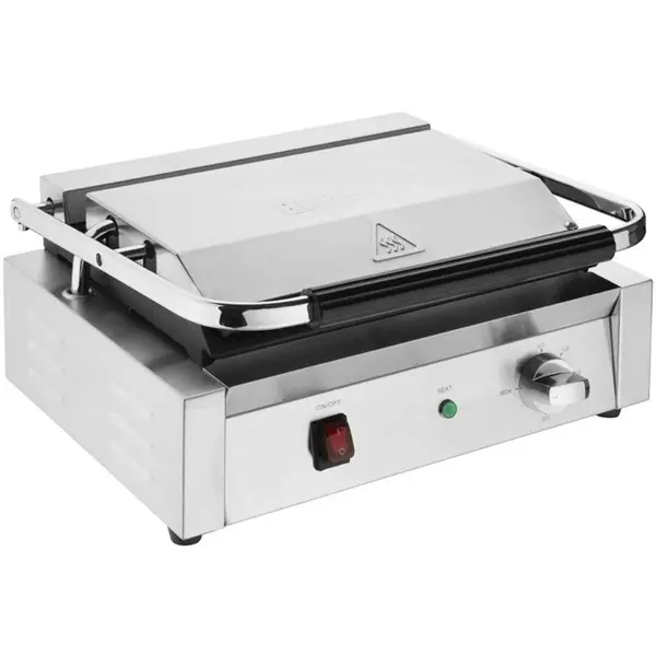 Contact-/Paninigrill | BISTRO | Enkel | Gegroefd Oppervlak 343x227 (Gietijzer) | 50°C/300°C | 2.2kW (230V) | 380x395x210(h)mm