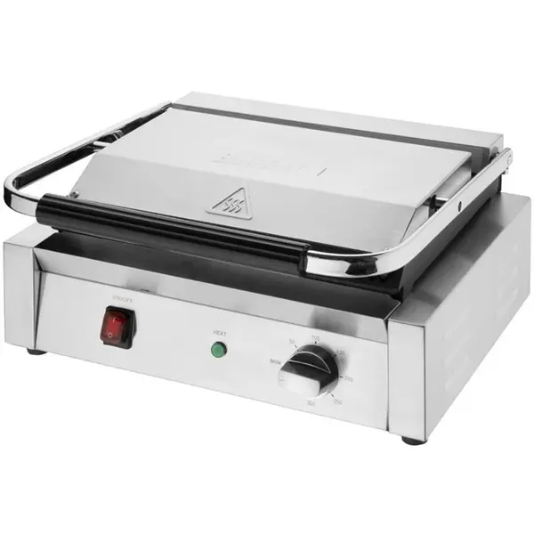 Contact-/Paninigrill | BISTRO | Enkel | Gegroefd Oppervlak 343x227 (Gietijzer) | 50°C/300°C | 2.2kW (230V) | 380x395x210(h)mm