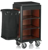 WAS Germany Huishoudwagen | ISABELLA | Aluminium/Hout | 4 Niveaus | Incl. Waszak | Wielen (Geremd) | 950x550x1160(h)mm 