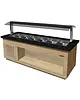 Saro Verwarmd Buffet | PREMIUM LINE | Houtlook/Graniet | 6x 1/1 GN | 30°C/90°C | Bain-Marie | Verlichte Kap | Wielen (Geremd) | 2300x880x1350(h)mm 