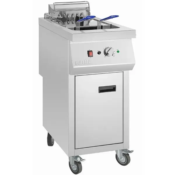 Friteuse | Elektrisch | 20L | 60°C/190°C | 12kW (400V) | Aftapkraan | Wielen (Geremd) | 394x750x1014(h)mm