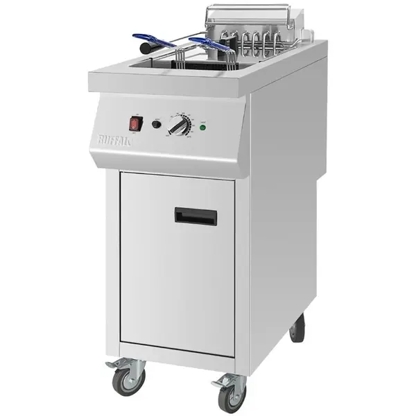 Friteuse | Elektrisch | 20L | 60°C/190°C | 12kW (400V) | Aftapkraan | Wielen (Geremd) | 394x750x1014(h)mm