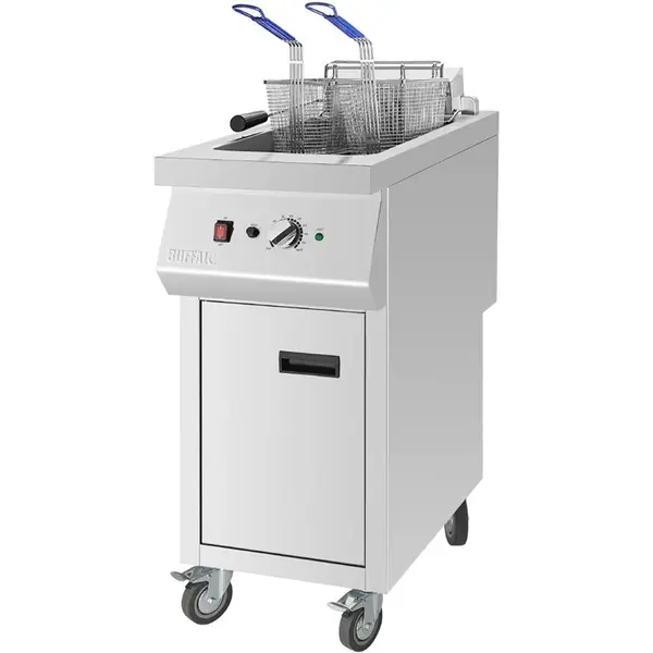 Friteuse | Elektrisch | 20L | 60°C/190°C | 12kW (400V) | Aftapkraan | Wielen (Geremd) | 394x750x1014(h)mm