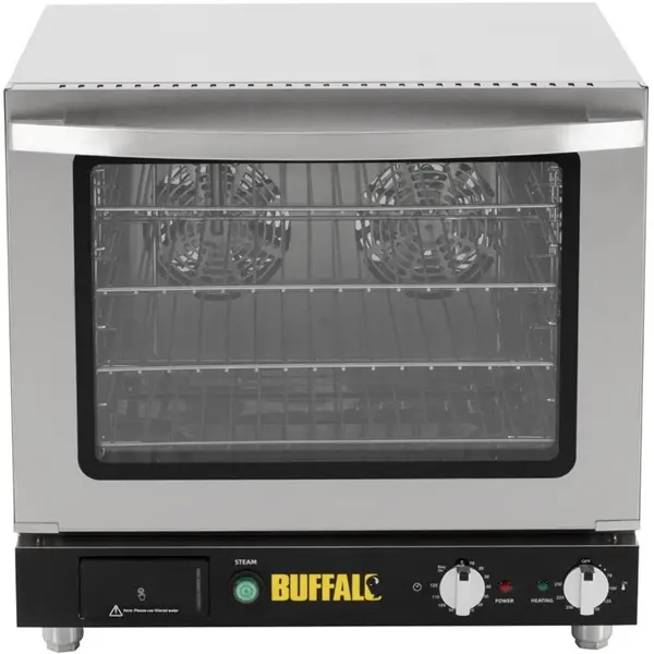 Heteluchtoven | 4 Niveaus (2/3 GN) | Elektrisch | 70°C/250°C | 2.8kW (230V) | Bevochtiging (Handmatig) | 610x641x580(h)mm