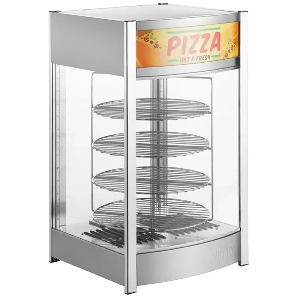 Pizza-Warmhoudvitrine | Staal | 30°C/90°C | Statisch | 4 Niveaus (Roterend) | 0.8kW (230V) | 460x448x785(h)mm