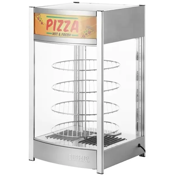 Pizza-Warmhoudvitrine | Staal | 30°C/90°C | Statisch | 4 Niveaus (Roterend) | 0.8kW (230V) | 460x448x785(h)mm