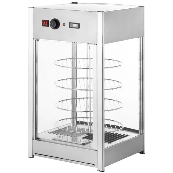 Pizza-Warmhoudvitrine | Staal | 30°C/90°C | Statisch | 4 Niveaus (Roterend) | 0.8kW (230V) | 460x448x785(h)mm