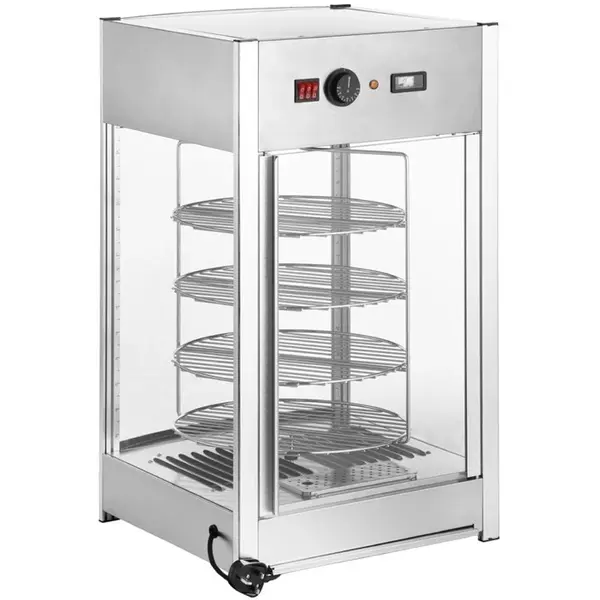 Pizza-Warmhoudvitrine | Staal | 30°C/90°C | Statisch | 4 Niveaus (Roterend) | 0.8kW (230V) | 460x448x785(h)mm