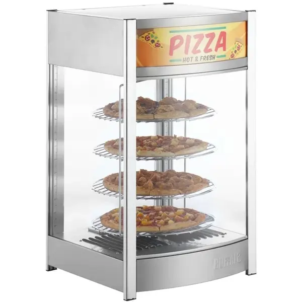 Pizza-Warmhoudvitrine | Staal | 30°C/90°C | Statisch | 4 Niveaus (Roterend) | 0.8kW (230V) | 460x448x785(h)mm