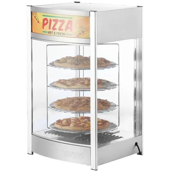 Pizza-Warmhoudvitrine | Staal | 30°C/90°C | Statisch | 4 Niveaus (Roterend) | 0.8kW (230V) | 460x448x785(h)mm