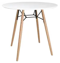 Bolero Tafel | ARLO | Hout/Staal | Wit Blad | Zwart/Houten Frame | Indoor | Ø798x740(h)mm