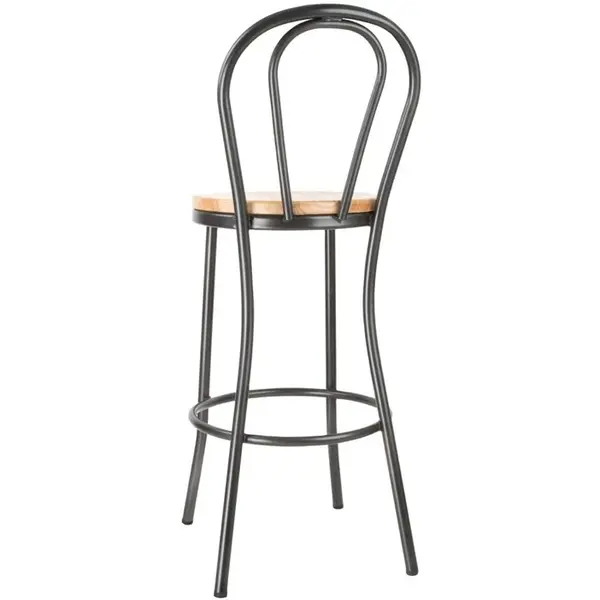 Barkruk | CLARISSE | Hout/Staal | Hout (Rubber) | Zwart Frame | Indoor | 430x505x1110(h)mm