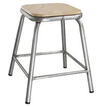 Bolero Krukken | CANTINA | Hout/Staal | Houtlook | Zilverkleurig Frame | Indoor | Stapelbaar | 4 Stuks | 385x385x470(h)mm