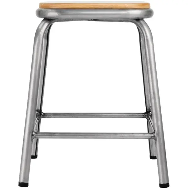 Krukken | CANTINA | Hout/Staal | Houtlook | Zilverkleurig Frame | Indoor | Stapelbaar | 4 Stuks | 385x385x470(h)mm