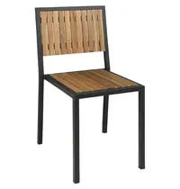 Bolero Stoelen | Hout/Staal | Hout (Acacia) | Zwart Frame | In-/Outdoor | Stapelbaar | 4 Stuks | 450x530x860(h)mm