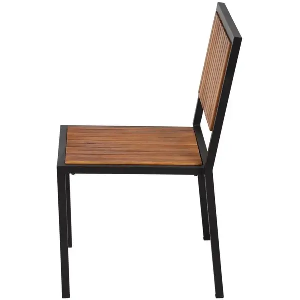 Stoelen | Hout/Staal | Hout (Acacia) | Zwart Frame | In-/Outdoor | Stapelbaar | 4 Stuks | 450x530x860(h)mm