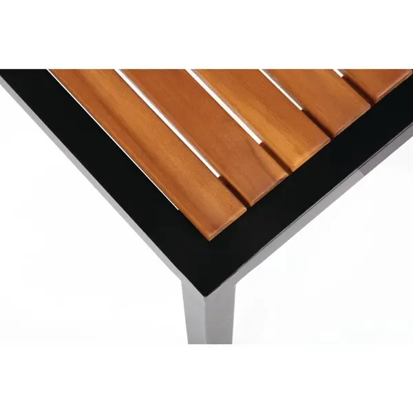 Stoelen | Hout/Staal | Hout (Acacia) | Zwart Frame | In-/Outdoor | Stapelbaar | 4 Stuks | 450x530x860(h)mm