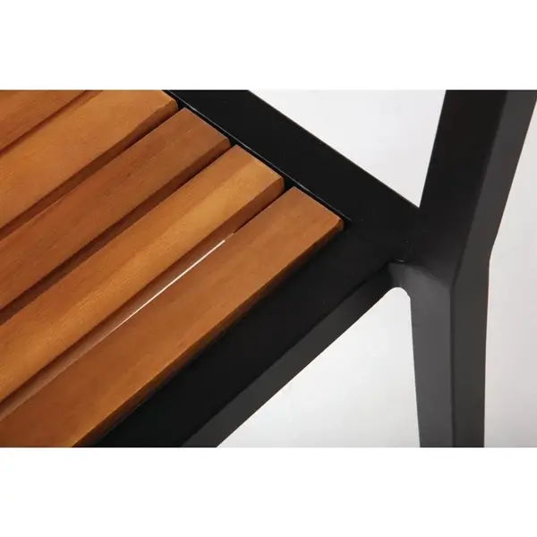 Stoelen | Hout/Staal | Hout (Acacia) | Zwart Frame | In-/Outdoor | Stapelbaar | 4 Stuks | 450x530x860(h)mm