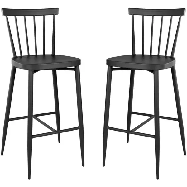 Barkrukken | WINDSOR | Aluminium | Zwart | In-/Outdoor | 2 Stuks | 470x520x1080(h)mm