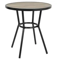 Bolero Tafel | MARSTON | Glas/Aluminium | Houtlook Blad | Zwart Frame | In-/Outdoor | Ø700x754(h)mm