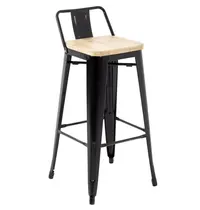 Bolero Barkrukken | BISTRO | Hout/Staal | Hout (Essen) | Zwart Frame | Indoor | 4 Stuks | 430x450x900(h)mm