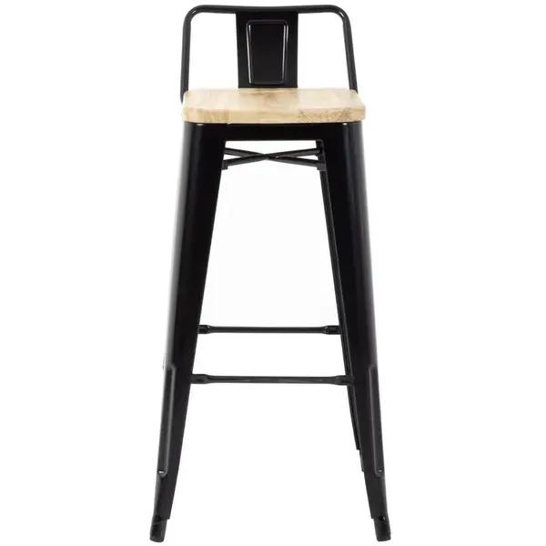 Barkrukken | BISTRO | Hout/Staal | Hout (Essen) | Zwart Frame | Indoor | 4 Stuks | 430x450x900(h)mm