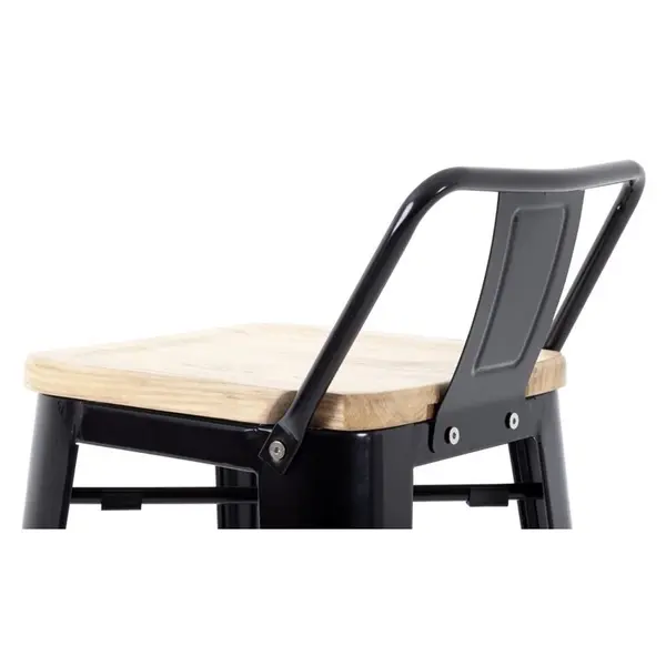 Barkrukken | BISTRO | Hout/Staal | Hout (Essen) | Zwart Frame | Indoor | 4 Stuks | 430x450x900(h)mm