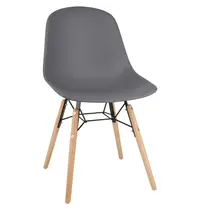 Bolero Stoelen | ARLO | Kunststof/Hout/Staal | Donkergrijs | Zwart/Houten Frame | Indoor | 2 Stuks | 460x540x830(h)mm