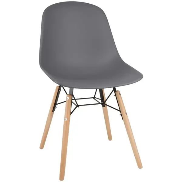 Stoelen | ARLO | Kunststof/Hout/Staal | Donkergrijs | Zwart/Houten Frame | Indoor | 2 Stuks | 460x540x830(h)mm