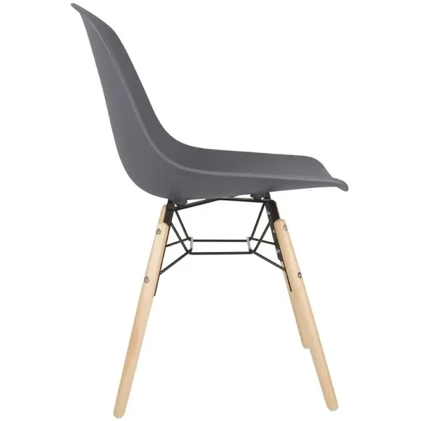 Stoelen | ARLO | Kunststof/Hout/Staal | Donkergrijs | Zwart/Houten Frame | Indoor | 2 Stuks | 460x540x830(h)mm
