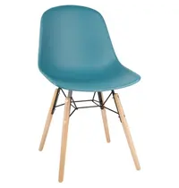 Bolero Stoelen | ARLO | Kunststof/Hout/Staal | Groenblauw | Zwart/Houten Frame | Indoor | 2 Stuks | 460x540x830(h)mm