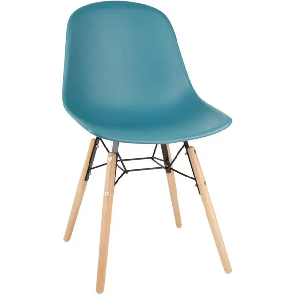 Stoelen | ARLO | Kunststof/Hout/Staal | Groenblauw | Zwart/Houten Frame | Indoor | 2 Stuks | 460x540x830(h)mm