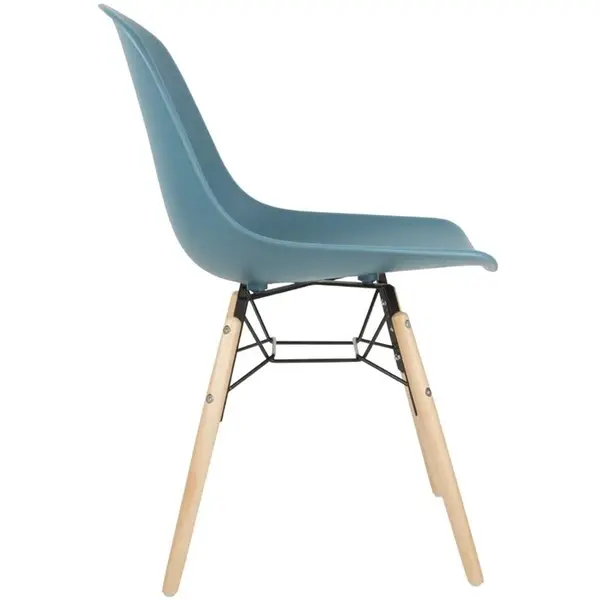 Stoelen | ARLO | Kunststof/Hout/Staal | Groenblauw | Zwart/Houten Frame | Indoor | 2 Stuks | 460x540x830(h)mm