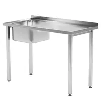 HENDI Spoeltafel | KitchenLine | RVS | 1 Spoelbak (Links) | Achteropstand | Zelfmontage | 1000x600x850/890(h)mm