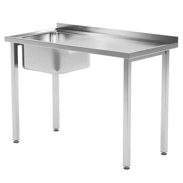Spoeltafel | KitchenLine | RVS | 1 Spoelbak (Links) | Achteropstand | Zelfmontage | 1000x600x850/890(h)mm
