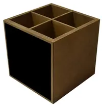 EMGA Bestekbak | Hout | 4 Vakken | Met 1-Zijdig Krijtbord | 100x100x120(h)mm