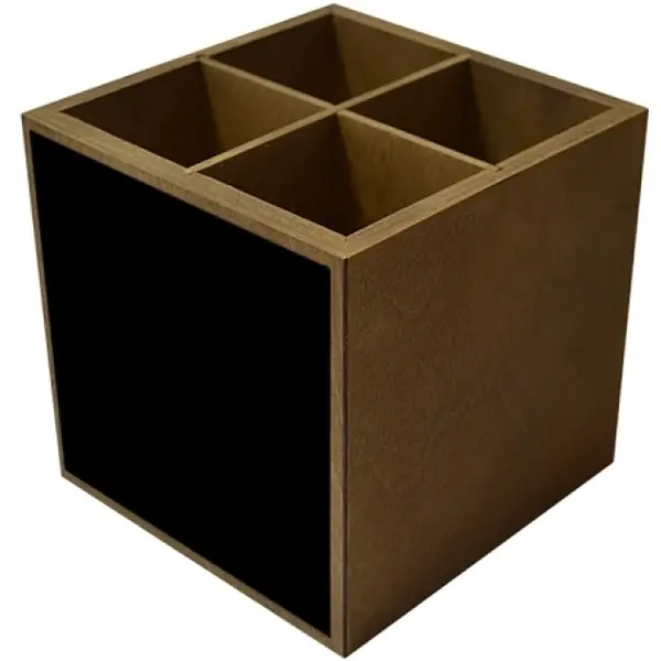 Bestekbak | Hout | 4 Vakken | Met 1-Zijdig Krijtbord | 100x100x120(h)mm