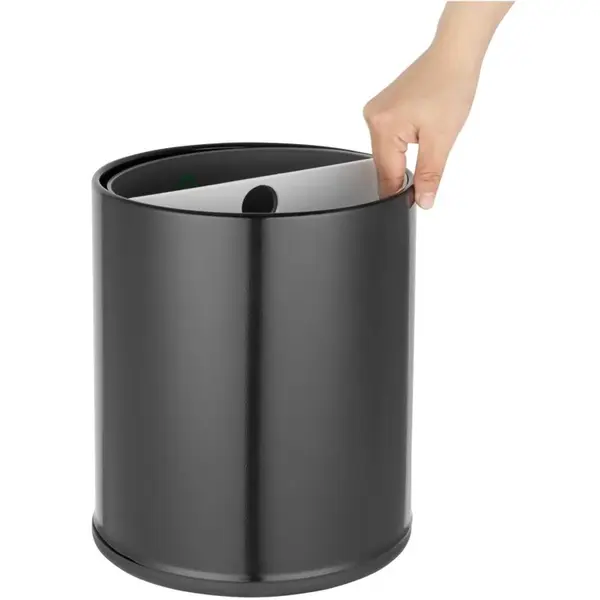 Afvalbak | Kunststof/IJzer | Zwart | Open | Afvalscheiding | Ø216x270(h)mm