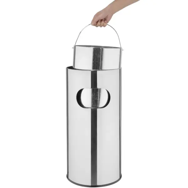 Afvalbak + Asbak | RVS | 30L | Open | Ø298x606(h)mm