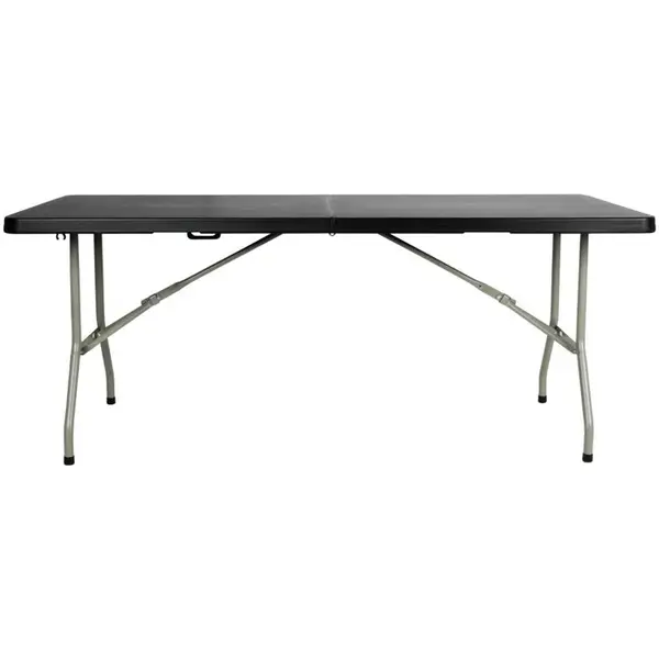 Inklapbare Buffettafel | Kunststof/Staal | Zwart Blad | Grijs Frame | In-/Outdoor | 1836x760x738(h)mm