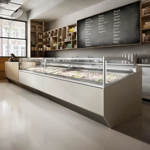 Schepijsvitrine | SUPER CAPRI | 685L | 12x 5L | -14°C/-20°C | Geforceerd | Kantelruit | Wielen | 1187x1110x1175(h)mm