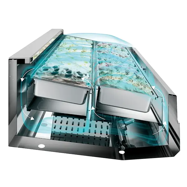 Schepijsvitrine | SUPER CAPRI | 1332L | 24x 5L | -14°C/-20°C | Geforceerd | Kantelruit | Wielen | 2177x1110x1175(h)mm