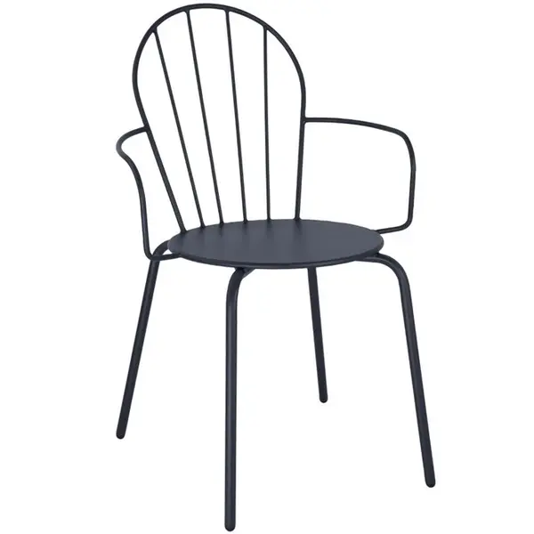 Stoelen | ADELINE | Staal | Leisteenblauw | In-/Outdoor | Stapelbaar | 4 Stuks | 588x561x855(h)mm