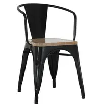 Bolero Stoelen | BISTRO CURVE | Hout/Staal | Hout (Mango) | Zwart Frame | Indoor | Stapelbaar | 4 Stuks | 440x485x720(h)mm