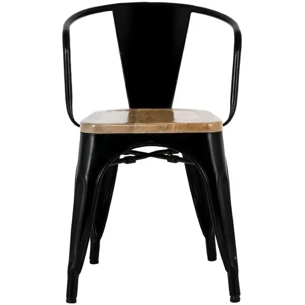 Stoelen | BISTRO CURVE | Hout/Staal | Hout (Mango) | Zwart Frame | Indoor | Stapelbaar | 4 Stuks | 440x485x720(h)mm