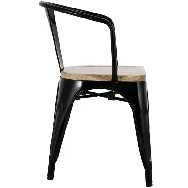 Stoelen | BISTRO CURVE | Hout/Staal | Hout (Mango) | Zwart Frame | Indoor | Stapelbaar | 4 Stuks | 440x485x720(h)mm
