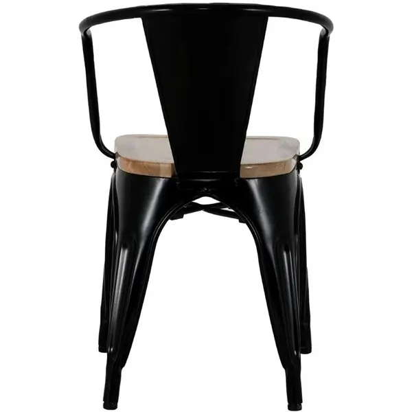 Stoelen | BISTRO CURVE | Hout/Staal | Hout (Mango) | Zwart Frame | Indoor | Stapelbaar | 4 Stuks | 440x485x720(h)mm