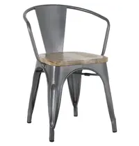 Bolero Stoelen | BISTRO CURVE | Hout/Staal | Hout (Mango) | Donkergrijs Frame | Indoor | Stapelbaar | 4 Stuks | 440x485x720(h)mm